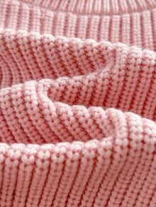 Cozy Pixies Baby Girl Knit Cartoon Bee Letter Pattern Crew Neck Casual Autumn Winter Sweater - Pink - View 4