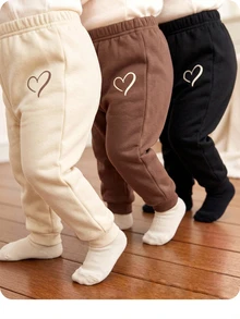 SHEIN 3pcs/Set Baby Girl Heart Print Elastic Waist Long Winter Pants - Multicolor - View 8