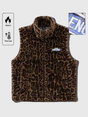 Herren-Weste mit Leopardenmuster und Stickerei, lässig für den Alltag