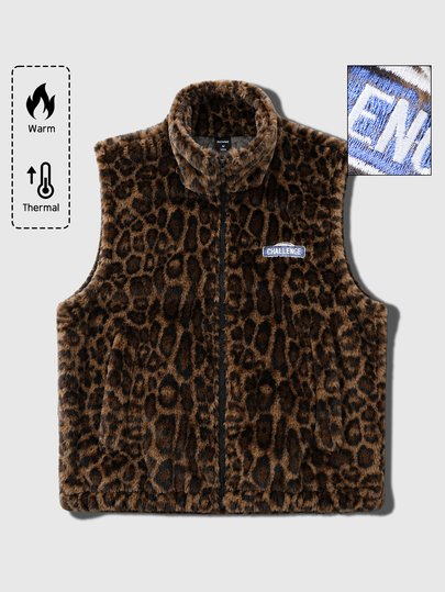 ROMWE MEN Men's Leopard Print Embroidered Casual Daily Wear Vest
