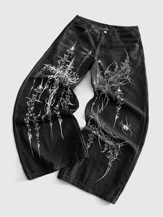 Street Life Men's Dark Gothic Thorn Jeans