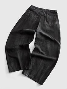 ROMWE MEN Street Life Men's Dark Gothic Thorn Jeans - Black - View 9