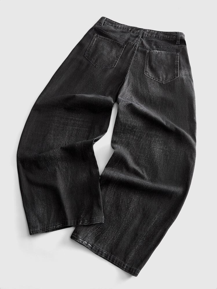 ROMWE MEN Street Life Men's Dark Gothic Thorn Jeans - Black - View 9