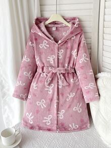 SHEIN Tween Girls Soft Heart Embroidery Solid Pink, Suitable For Teen Girls, Autumn/Winter Tween Girl - Pink - View 8
