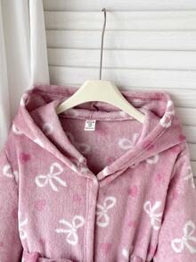 SHEIN Tween Girls Soft Heart Embroidery Solid Pink, Suitable For Teen Girls, Autumn/Winter Tween Girl - Pink - View 6
