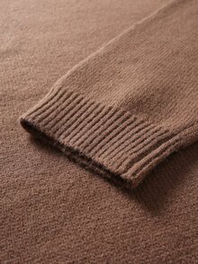Manfinity CasualKnits Sweater Pria Model Vintage Fashion Kerah Tinggi Lengan Panjang untuk Pakaian Sehari-hari, Festival, Musim Gugur/Dingin, Terbaru - Coklat - View 6