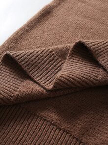 Manfinity CasualKnits Sweater Pria Model Vintage Fashion Kerah Tinggi Lengan Panjang untuk Pakaian Sehari-hari, Festival, Musim Gugur/Dingin, Terbaru - Coklat - View 5