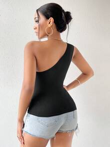 Zolique Atasan Wanita Ruched Plain Casual - Hitam - View 4