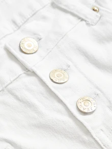 ROMWE Y2K Vintage Style Women's Low Waist Denim Shorts With Button Decor, Versatile Hot Girl Style - White - View 3