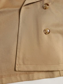 Sweetra Women's Autumn Waist Tie Long Sleeve Short Trench Coat Jacket - Khaki - View 5