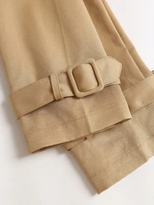Sweetra Women's Autumn Waist Tie Long Sleeve Short Trench Coat Jacket - Khaki - View 6