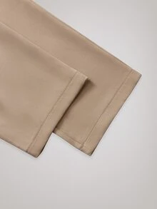 Officeau 男士 2 件組 Old Money 風格卡其色尖領西裝套裝，西裝外套與長褲，適用商務正式/晚宴穿著 - 卡其色 - 查看 13