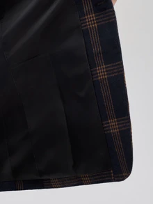 Officeau Men's Old Money Navy Blue Plaid Blazer, For Business Formal/Evening Wear - Navy Blue - View 6