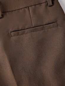 Officeau Men's Old Money Coffee Brown Tapered Suit Pants, For Business Formal/ Evening - Coffee Brown - View 7