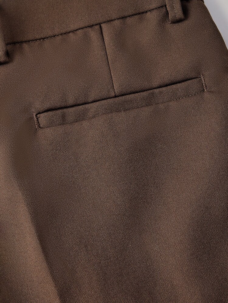 Officeau Men's Old Money Coffee Brown Tapered Suit Pants, For Business Formal/ Evening - Coffee Brown - View 7
