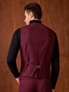 Officeau Setelan Jas Pria 3 Potong Warna Burgundy, Blazer, Rompi, dan Celana, Tuxedo untuk Pernikahan/Acara Malam/Pesta Prom/Pesta - Burgundy - View 7