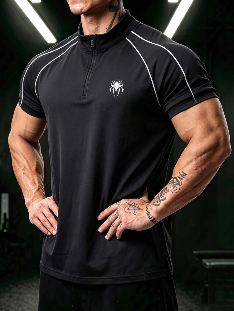 GymBeat Men's Spider Pattern Casual Daily Wear Sports T-Shirt - Multicolor - View 1