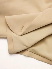 Athîral Casual Solid Color Beige Notch Lapel Long Sleeved 7-Inch Short Jacket Suit, With Button Pockets And Flared Sleeves, Suitable For Street Work Clothes - Khaki - View 8