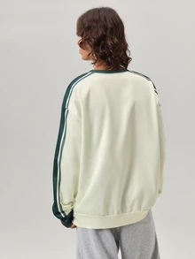 Vaulklash Men's American Vintage California Letter Print Summer Colorblock Webbing Raglan Sleeve Loose Slimming Crew Neck Sweatshirt - Multicolor - View 3