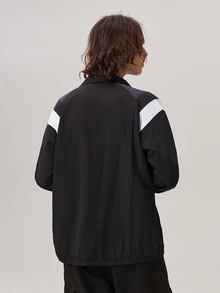 Vaulklash Men's Casual Everyday Contrast Color Zip-Up Jacket - Black - View 3