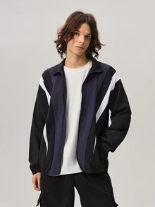 Vaulklash Men's Casual Everyday Contrast Color Zip-Up Jacket - Black - View 5