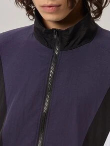 Vaulklash Men's Casual Everyday Contrast Color Zip-Up Jacket - Black - View 7