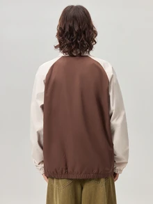Vaulklash 男士印花运动夹克，适合日常穿着、户外活动、健身、休闲、上学、聚会、音乐节等场合。可作为礼物送给朋友或男友。男士立领拉链夹克，拼接夹克，赛车夹克。 - 朱古力 - 查看 3