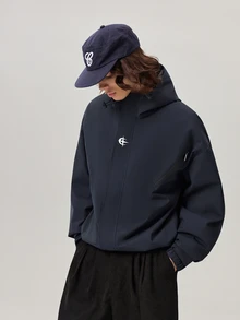 Vaulklash 男士休閒科技風雨衣 Y2K 風格防風夾克，戶外、寬鬆、街頭風 - 藍色 - 查看 6