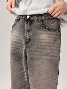 Vaulklash Celana Jeans Pria Longgar Kasual Model Lurus dengan Saku, Cocok untuk Pemakaian Sehari-hari - Grey - View 7