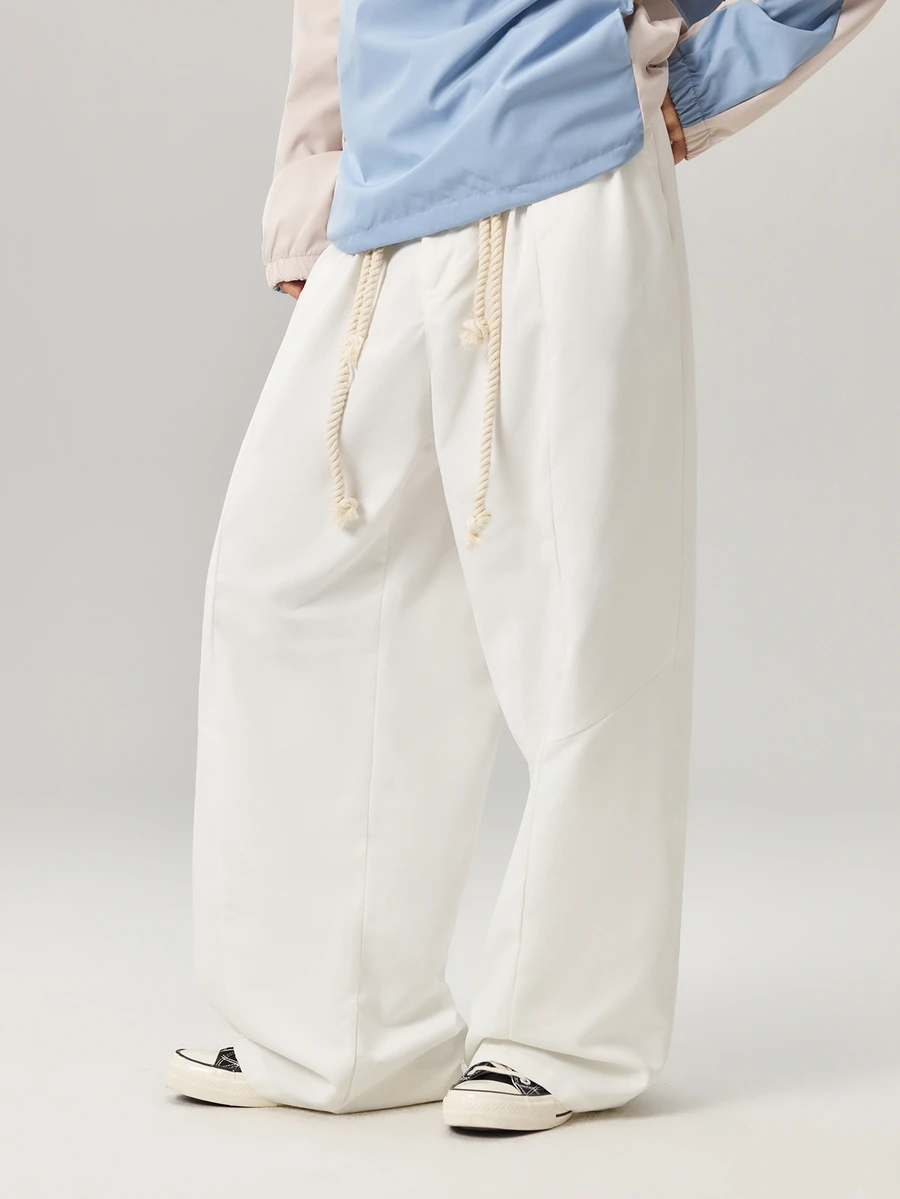 Vaulklash Men Loose Casual American Style White Wide Leg Pants, Fall Wide Leg - White - View 1