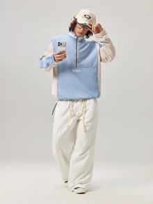 Vaulklash Men Loose Casual American Style White Wide Leg Pants, Fall Wide Leg - White - View 7
