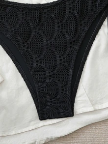 Swim Chiccia 26SS Spring/Summer Beach Vacation Textured Green Underwire Push-Up Bikini 2 Pieces Set - Black - View 4