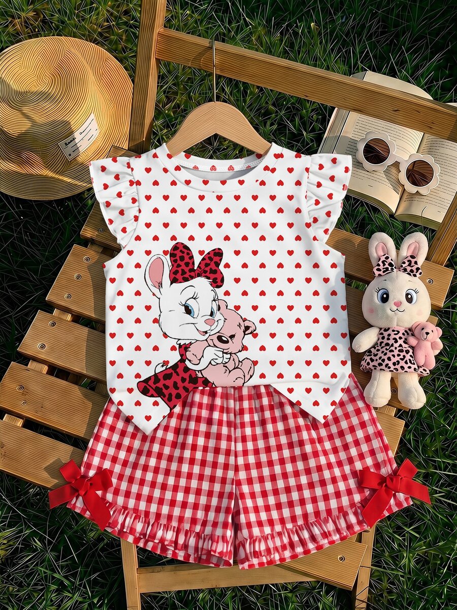 Baby Girl Casual Fashion Cute Flutter Sleeve Round Neck Top Suitable For Spring And Summer - Multicolor - View 1