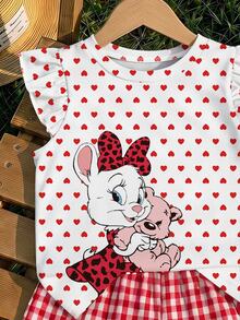 Baby Girl Casual Fashion Cute Flutter Sleeve Round Neck Top Suitable For Spring And Summer - Multicolor - View 5