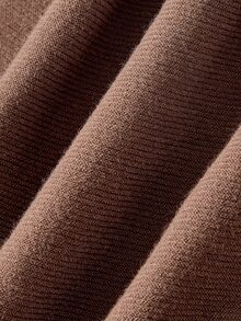 SHEIN MOD Plus Size Autumn Khaki Brown Long Sleeve Flared Knit Dress, Casual Vintage Style, Young Lady, Office Commute Outfit Winter - Brown - View 8
