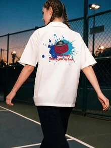 Fuggler | Fanslatte Character Print Women's Blouse Short Sleeve Loose Fit White - White - View 1