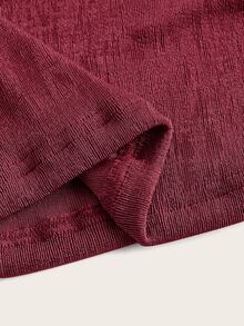 SHEIN ICON Fashionable Solid Color Ruffled Neck Shirred Slim Fit Tank Top - Burgundy - View 5