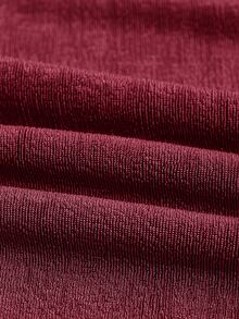 SHEIN ICON Fashionable Solid Color Ruffled Neck Shirred Slim Fit Tank Top - Burgundy - View 6