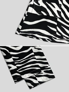 SHEIN Raffinéa جاكيت كارديجان بليزر بطبعة زيبرا للنساء للخريف/الشتاء، ملابس عصرية متعددة الاستخدامات للتنقل والشارع والملابس المهنية للمكتب - الأسود - مشاهدة 4