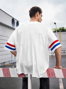 PEPSI X SHEIN Manfinity Dauomo Men's Summer Casual Letter Print Drop Shoulder T-Shirt - White - View 2