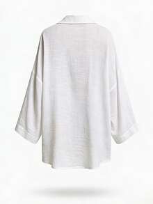 SHEIN Swim Ladies' Solid Color Textured Summer Beach Kimono - White - View 9