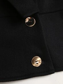Sweetra Women's Elegant Fashion Versatile Commute High-End Lapel Design With Metal Buckle Black Overcoat Office Dinner Fall - Black - View 4