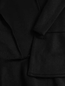 Sweetra Women's Elegant Fashion Versatile Commute High-End Lapel Design With Metal Buckle Black Overcoat Office Dinner Fall - Black - View 5