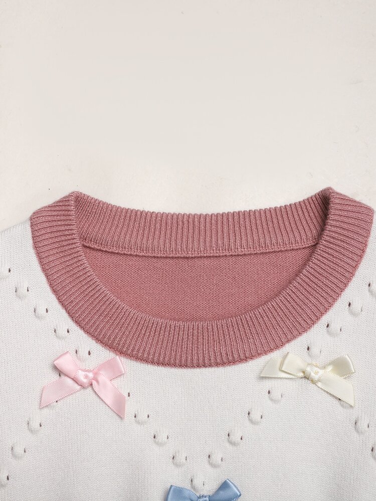 SHEIN Tween Girlkids Casual Sweet Ruffle Trim Mid-Length Colorblock Dress Fall/Winter Outfits - Pink - View 4
