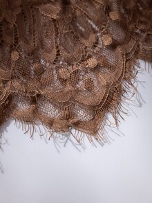 SHEIN 2pcs Lace Underwire Sheer Sexy Nightgown - Coffee Brown - View 3