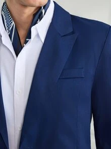 Officeau Men's 2pcs Navy Blue Peak Lapels Suits, Blazer And Pants, Tuxedos For Wedding/ Evening/ Prom/ Party - Navy Blue - View 6