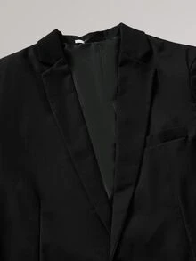 Officeau 男士黑色純色長袖聚酯纖維西裝外套，口袋設計，春夏秋季，運動外套，輕量透氣涼爽，休閒舒適，日常穿著，送給父親/丈夫的禮物 - 黑色 - 查看 8