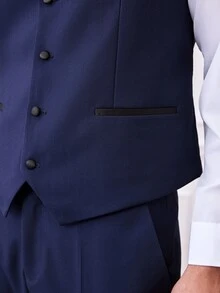 Officeau Bộ vest nam 3 món màu xanh navy phối mảng màu với áo blazer cổ xà-lông, áo gile và quần tây, tuxedo sang trọng cho đám cưới/tiệc tối/dạ hội - Màu xanh hải quân - Xem 8