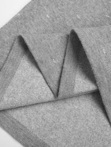 SHEIN Tween Girl Color Block Kids Ruffle Collar Cinched Waist White Heart Print Long Sleeve Grey Autumn/Winter Dress Back To School - Grey - View 9