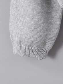 SHEIN Elladie kids Cardigan Kasual Serbaguna Warna Polos untuk Anak Perempuan, Cocok untuk Pakaian Sehari-hari, Musim Gugur dan Musim Dingin - Grey - View 6